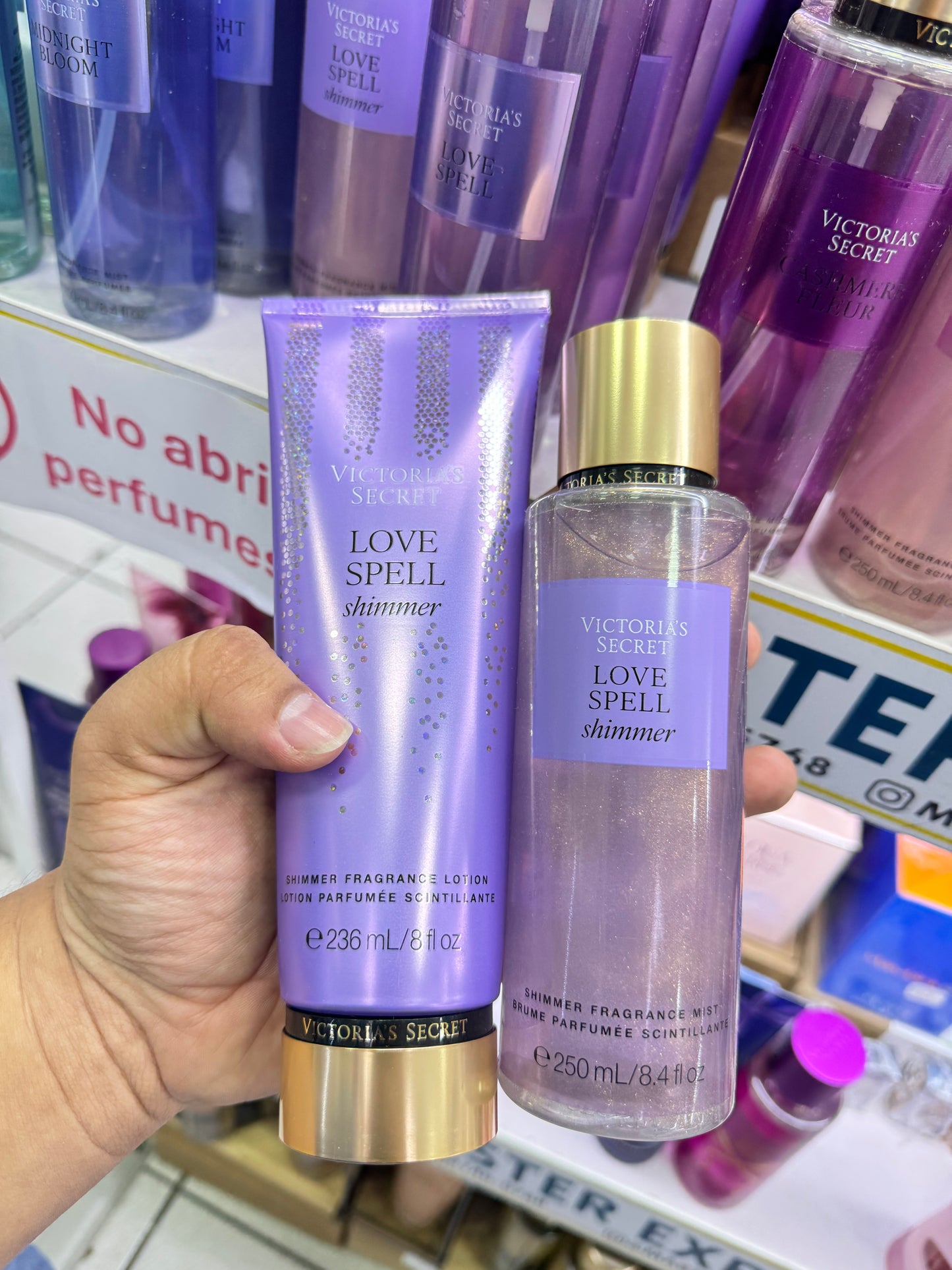 Splash y crema Love spell Shimmer (escarcha)