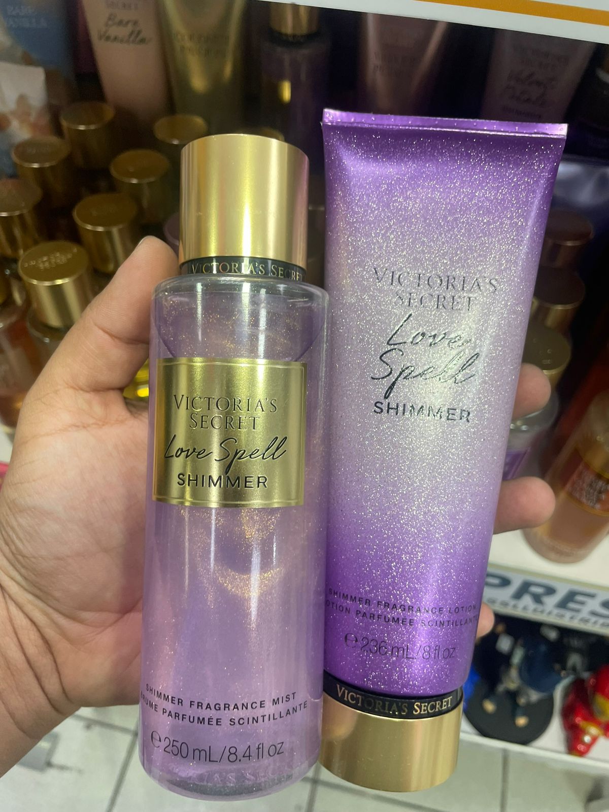 Splash y crema Love spell Shimmer (escarcha)